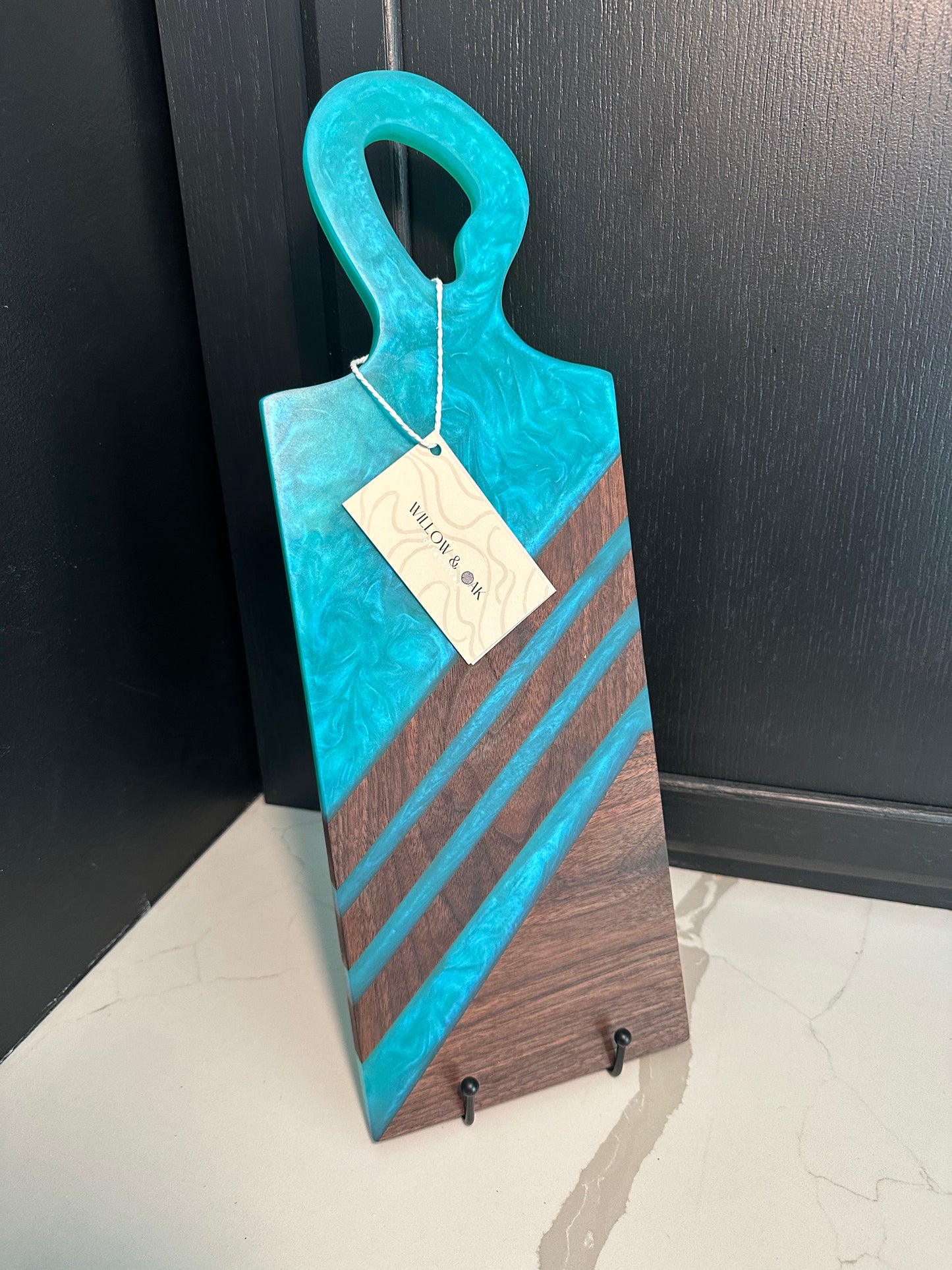 Light Blue Epoxy & Walnut Cutting Board - 18" x 6-1/2" x 1/2"